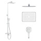 IMPRESE CENTRUM LT система душова (термостат для ванни квадрат, верхній душ 298*208 мм ABS, ручний душ 127 мм 3 режими, шланг 170 см) білі кришки, хром, (T-10300LT)