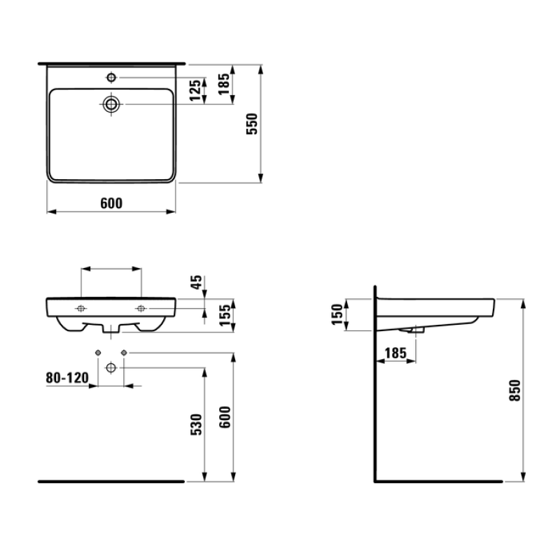 Laufen PRO LIBERTY умывальник 60см, (H8119500001041)