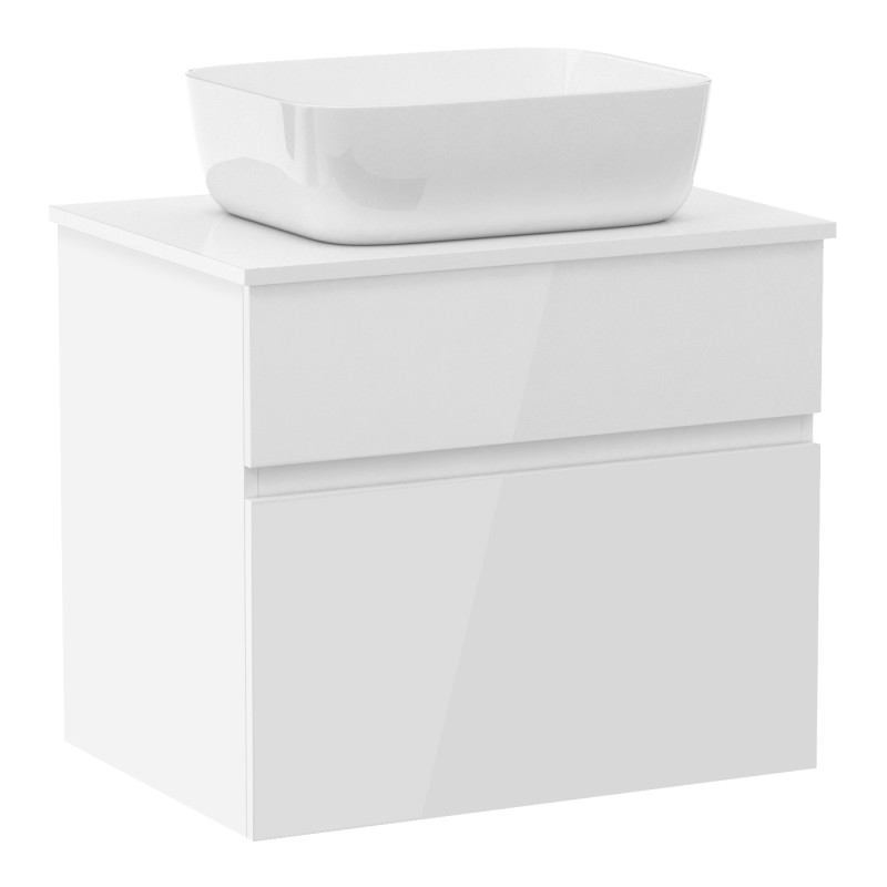 IMPRESE BLATNA L комплект меблів 70см, білий: тумба підвісна, зі стільницею, 2 ящики + умивальник накладний, (f32708W)