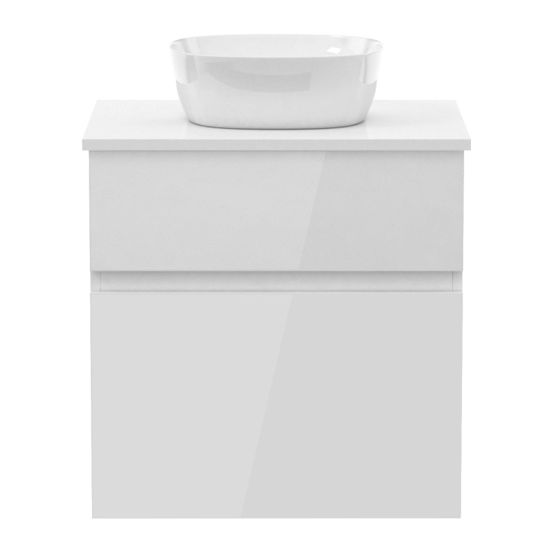 IMPRESE BLATNA L комплект меблів 60см, білий: тумба підвісна, зі стільницею, 2 ящики + умивальник накладний, (f32008W)