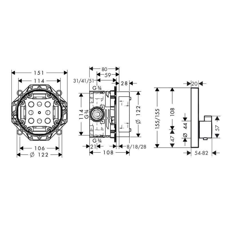 Hansgrohe SHOWER Select термостат для душу + IBOX universal прихована частина для змiшувача (у подарунок), (15763000+01800180)