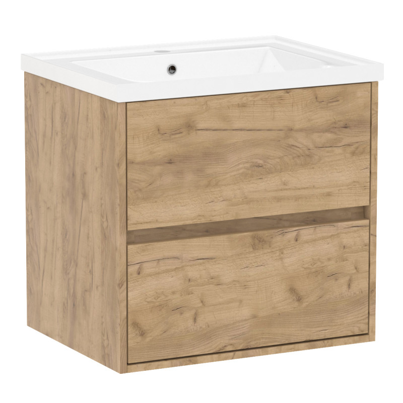 VOLLE TEO комплект меблів 65см дуб крафт: тумба підвісна, 2 ящики + умивальник накладний арт 15-88-060, (15-88-61Dr)