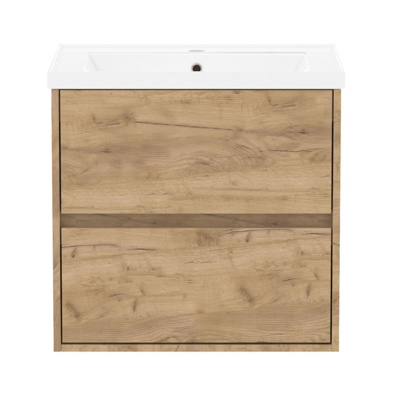 VOLLE TEO комплект меблів 65см дуб крафт: тумба підвісна, 2 ящики + умивальник накладний арт 15-88-060, (15-88-61Dr)