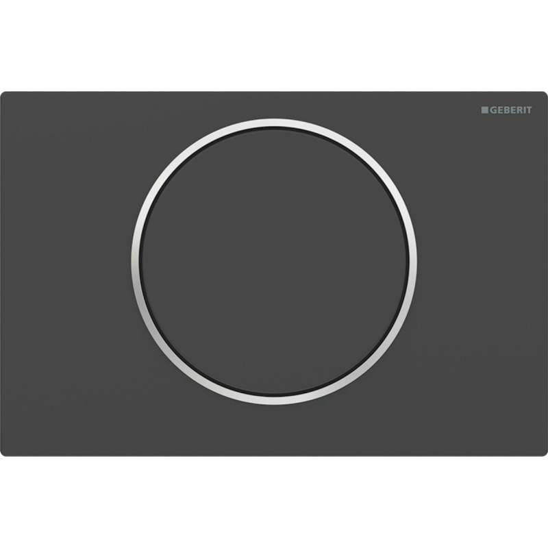 Geberit SIGMA10 ROUND змивна клавіша, для змивання/ зупинки змивання, чорний матовий, фарбований, легко чиститься/декоративне кільце поліроване, (115.758.14.5)
