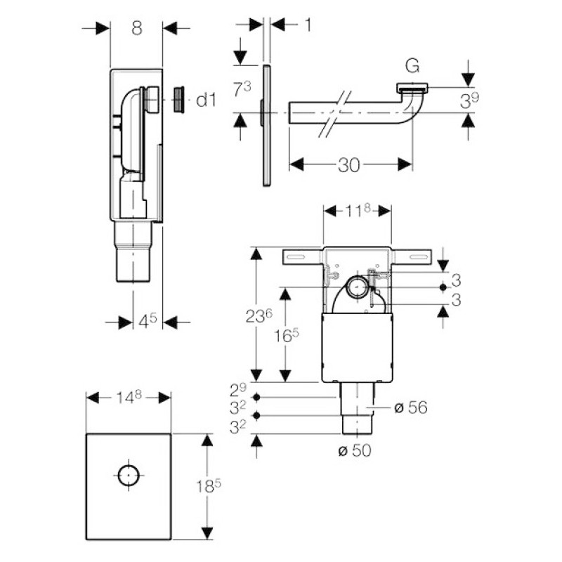 Geberit Сифон для раковины встроенный (151.120.21.1)