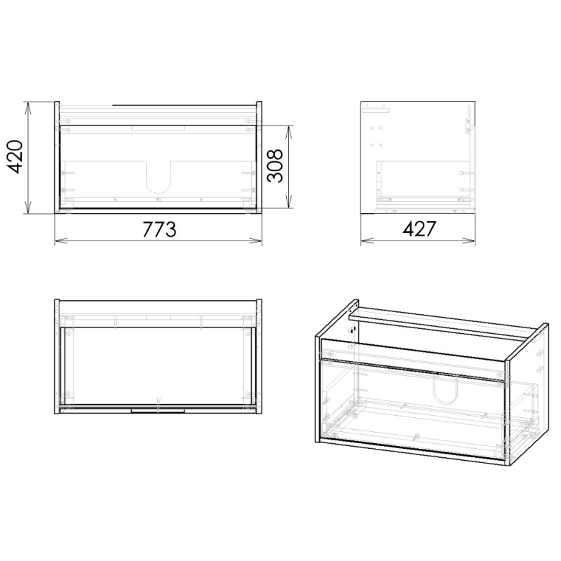 IMPRESE LABE комплект меблів 80см, білий: тумба підвісна, 1 ящик + умивальник накладний артi110302, (f3214W)