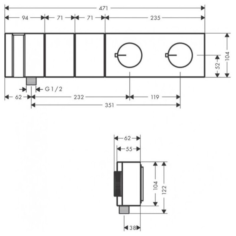 Axor EDGE термостатический модуль Select 470/100 на 2 выхода, полированное золото, (46700990)