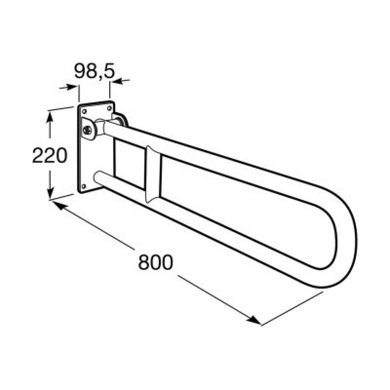ROCA ACCESS COMFORT поручень металевий, що піднімається, довжина 800мм, хром, (A816933001)