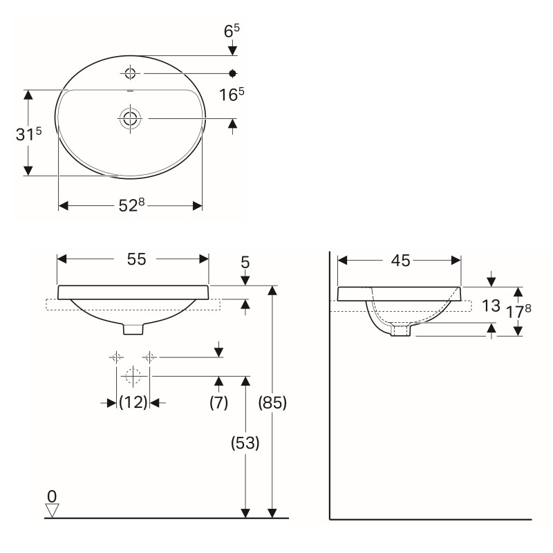 Geberit Умивальник VARIFORM 500.721.01.2, (500.721.01.2)
