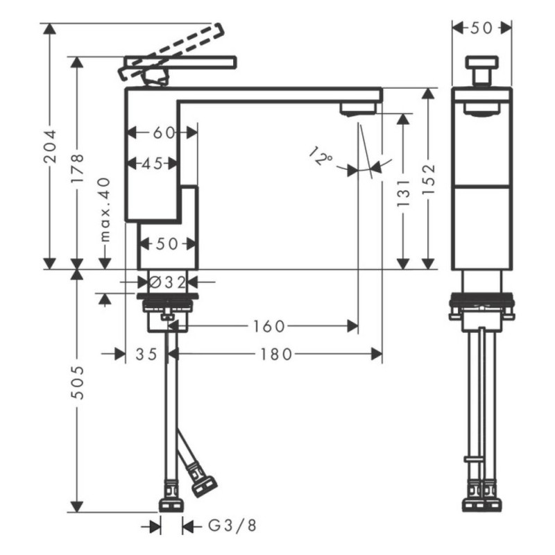 Axor Edge Смеситель для раковины 130, однорычажный, со сливным набором PushOpen, цвет покрытия шлифованная бронза, (46010140)