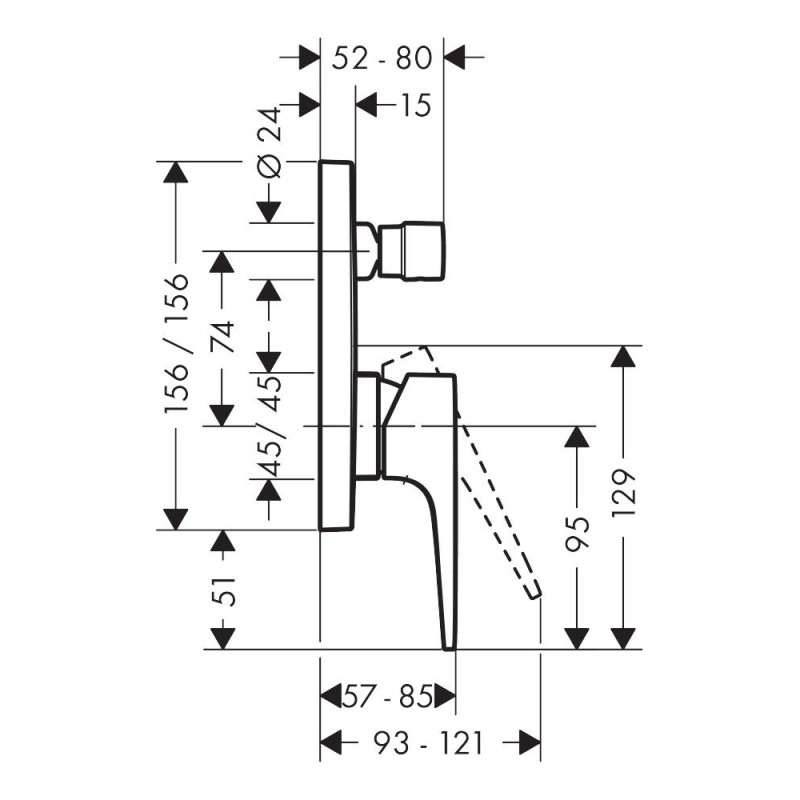 Hansgrohe Metropol Змiшувач для ванни, одноважiльний, прихованого монтажу, матовий чорний, (32545670)