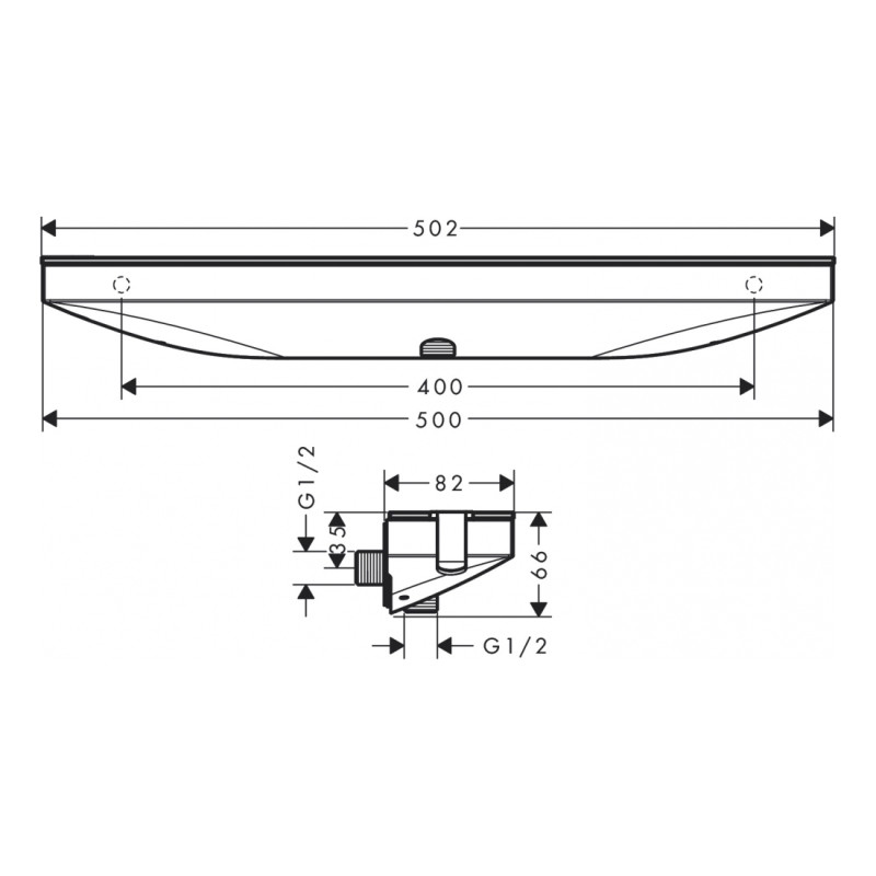 Hansgrohe Rainfinity Шлангове під`єднання з тримачем душу Porter 500 та поличкою R, хром, (26858000)