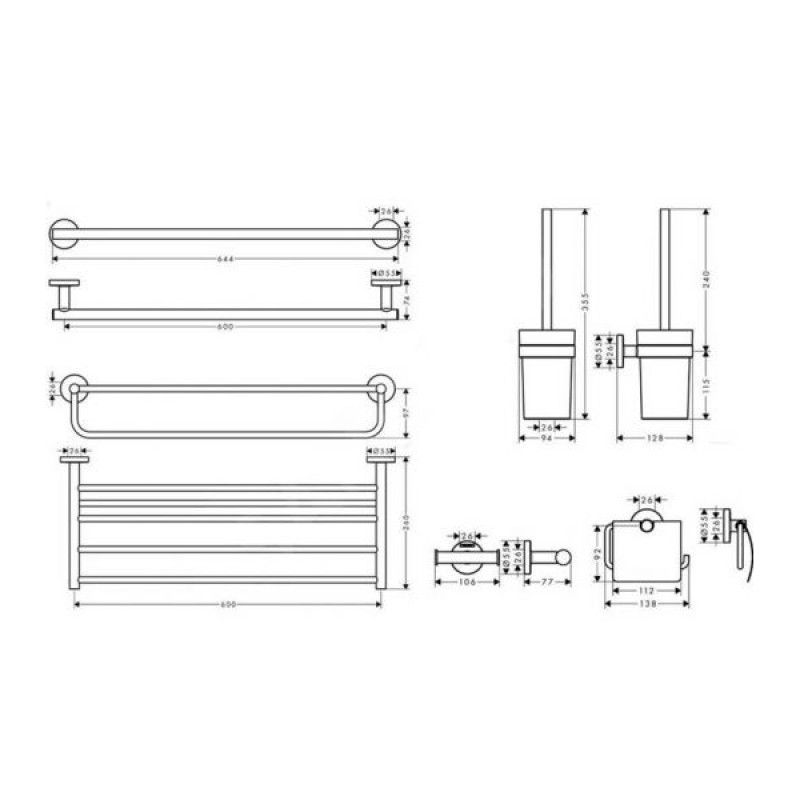 Hansgrohe Logis Universal Набiр аксесуарiв для ванної кiмнати 5в1, хром, (41728000)