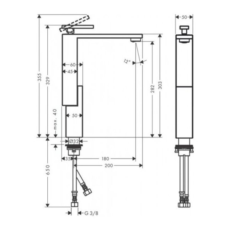 Axor Edge Смеситель на раковину 280, со сливным гарнитуром push-open, цвет покрытия полированное красное золото, (46030300)