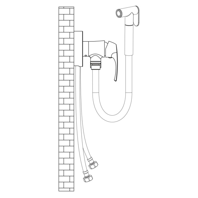 IMPRESE LOKET набір гігієнічний (змішувач, лійка з шлангом, тримач лійки), хром, (VR30230B-BT)
