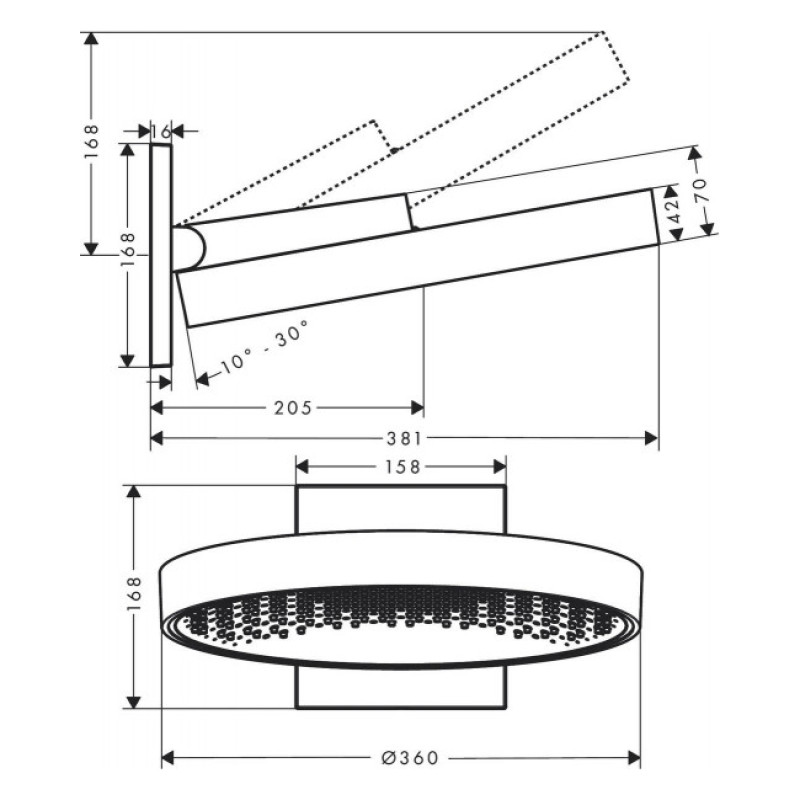 Hansgrohe Rainfinity Верхнiй душ 360 1jet з настiнним з`єднувачем, (26230000)