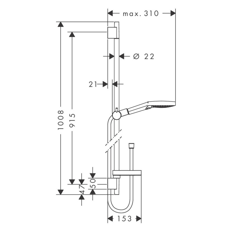 Hansgrohe Raindance Select S Душовий гарнiтур 120, 3jet P, з душ. штангою 90см, хром, (27667000)