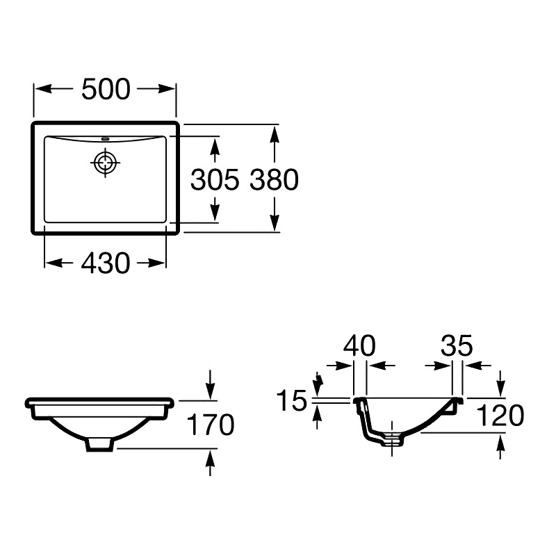 ROCA ДІВЕРТА умивальник вбудовується 50 * 38см, (A327114000)