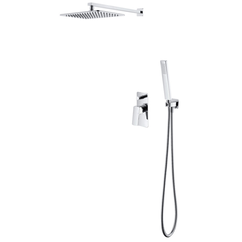 IMPRESE GRAFIKY система душова прихованого монтажу (змішувач 2 функції, душ 300*200 мм, лійка стік 1 режим, шланг 1500 мм SS), хром, (ZMK061901110)