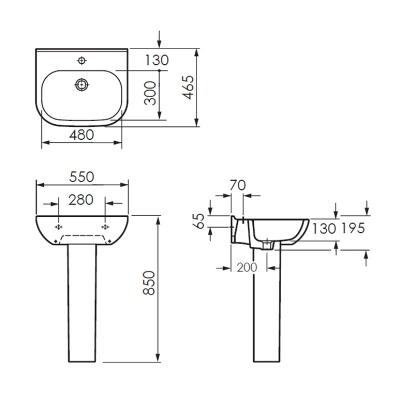 IMPRESE LASKA умывальник 55*46,5*85см с пьедесталом, (i1108)