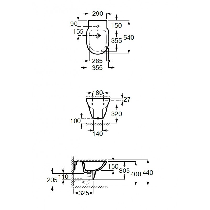 ROCA DEBBA Round чаша підвісного біде, розмір 54*40см, (A357999000)