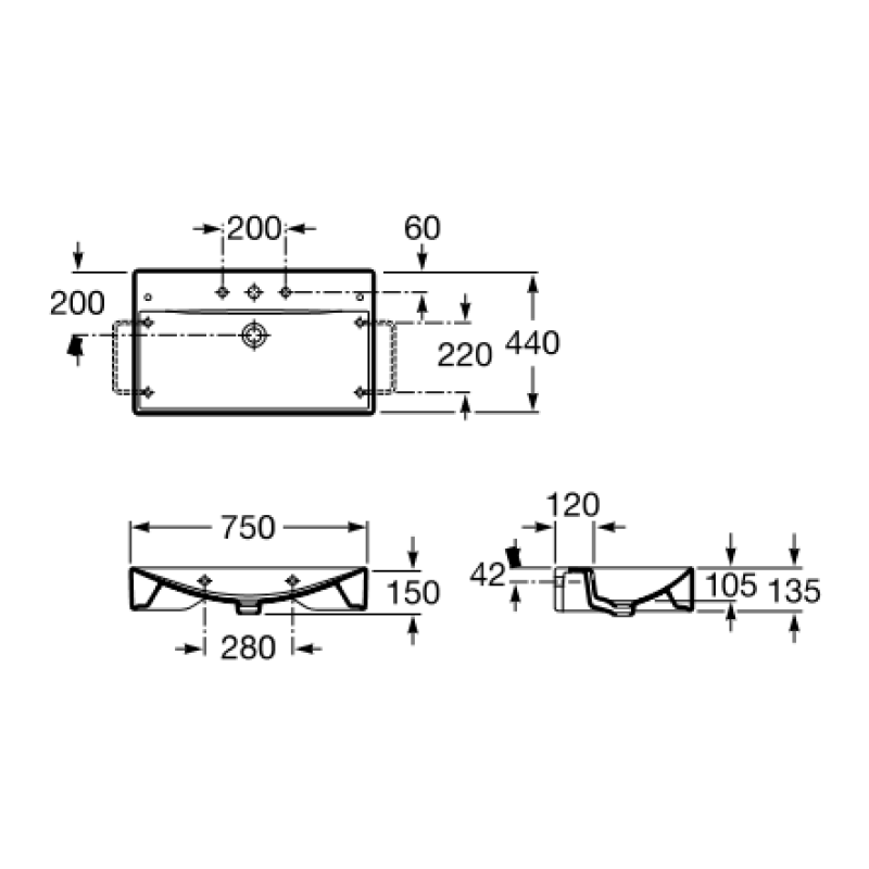 ROCA ДІВЕРТА умивальник 75 * 44см, (A327110000)