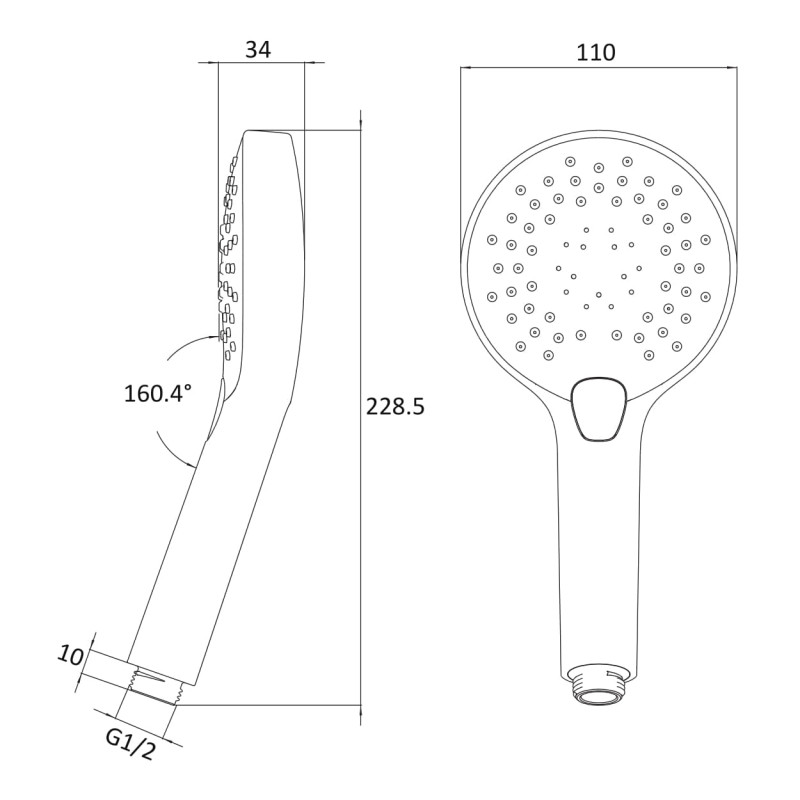 IMPRESE Душ ручний 110 мм, 3 режими, (W110T3)