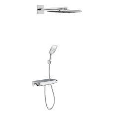 IMPRESE CENTRUM SQP комплект з термостатом (чорна панель, верхній і ручний душ 3 режими, шланг полімер), (VR-15610B)