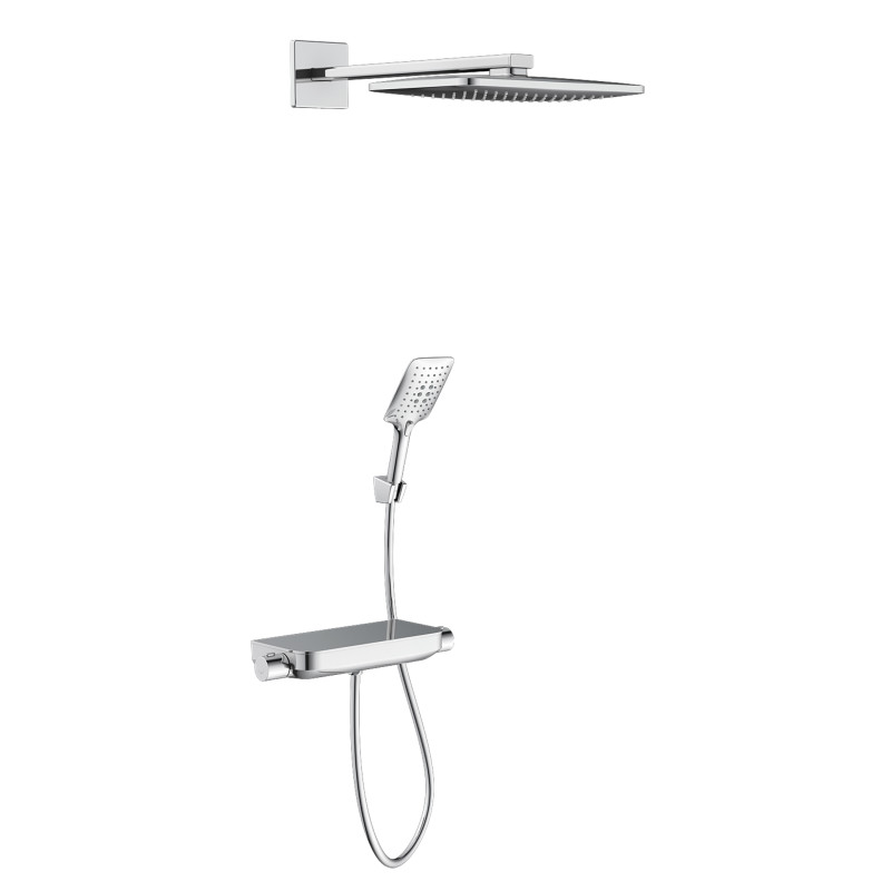 IMPRESE CENTRUM SQP комплект з термостатом (чорна панель, верхній і ручний душ 3 режими, шланг полімер), (VR-15610B)