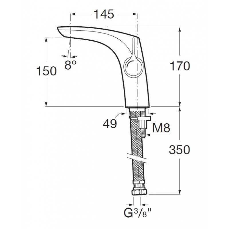 ROCA INSIGNIA змішувач для умивальника одноважельний, з функцією Cold Start, з донним клапаном click-clack, (A5A323AC00)