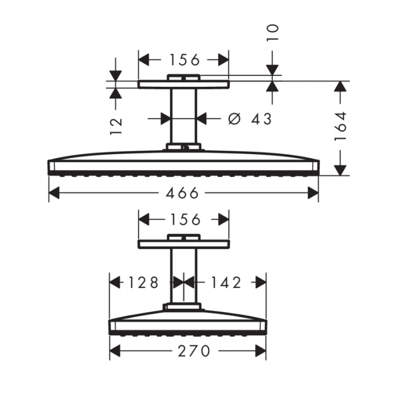 Axor Верхнiй душ 46*30см, 1JET, з потолочним пiд`єднанням, хром, (35277000)