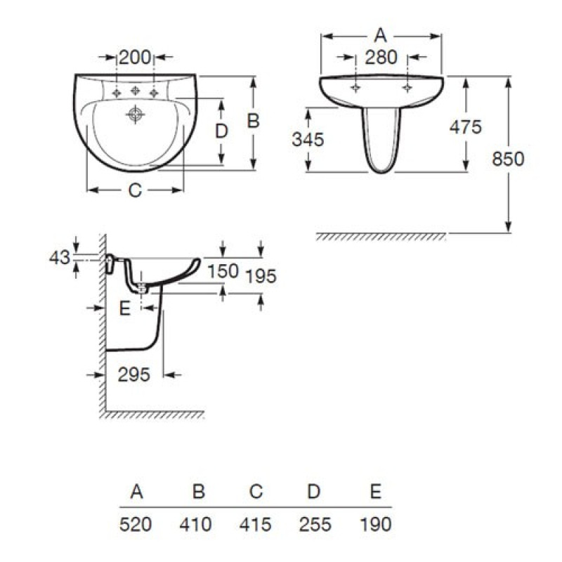 ROCA ВІКТОРІЯ умивальник 52см, (A325394000)