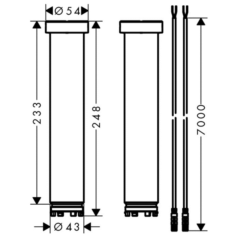 Axor ShowerHeaven Подовжувач для стельового під`єднання верхнього душу 1200/300 4 JET, хром, (13603000)