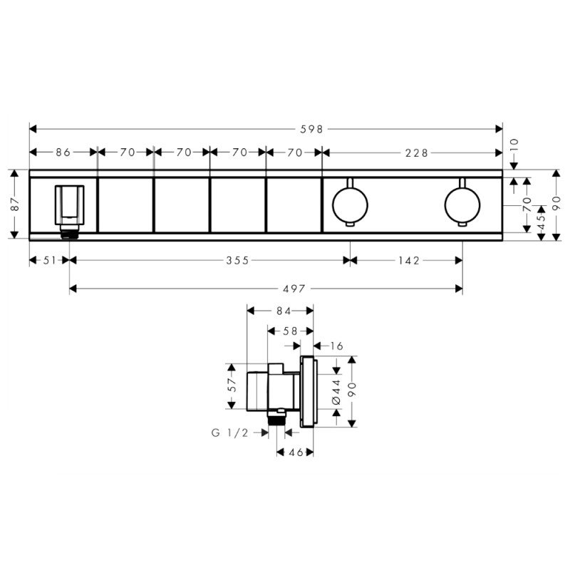 Hansgrohe RainSelect Термостат с 4 кнопками, СМ, черный/хром, (15357600)