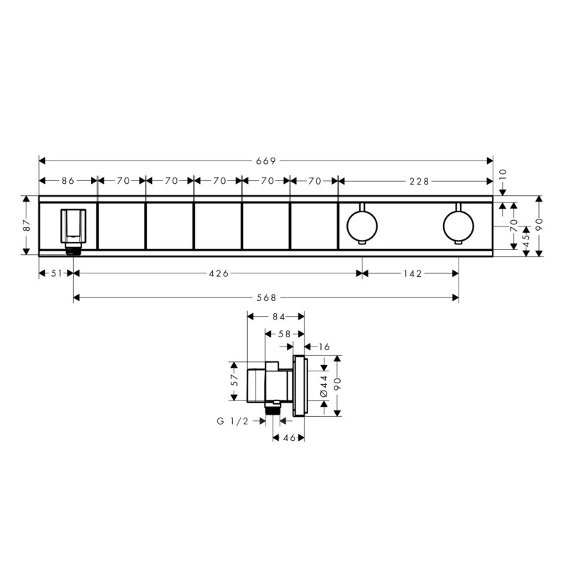 Hansgrohe RainSelect Термостат з 5 кнопками, СМ, чорний/хром, (15358600)