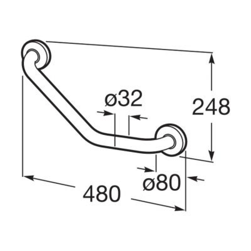 ROCA ACCESS COMFORT поручень металевий, кутовий, 135°, розмір 480х248мм, хром, (A816931001)