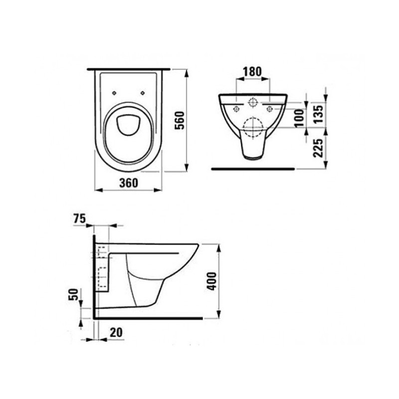 Laufen PRO Унитаз підвісний, 560 * 360 * 400, (H8209500000001)