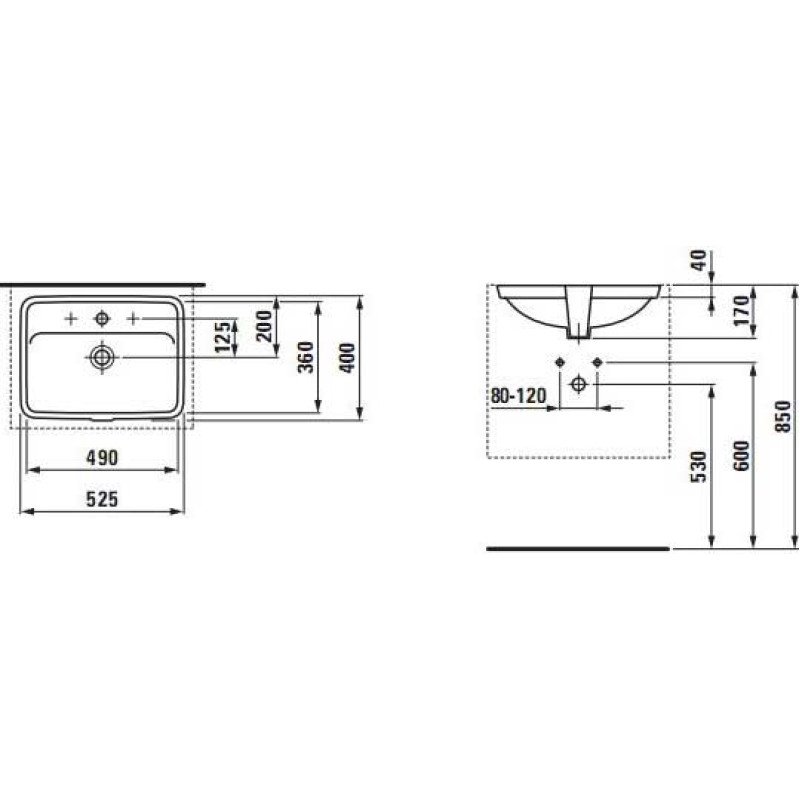 Laufen PRO Раковина вбудовується знизу, (H8119660001041)