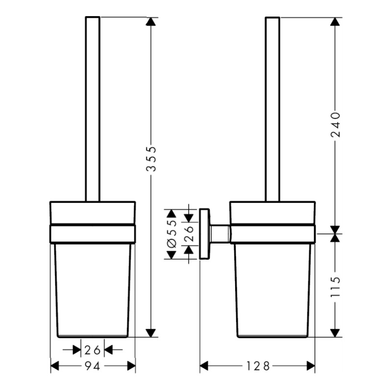 Hansgrohe Logis Туалетная щетка с тумблером, настенная, хром, (41722000)