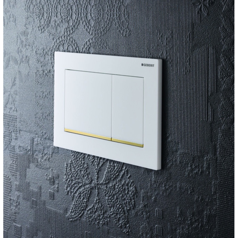 Geberit OMEGA20 SQUARE змивна клавішадля подвійного змиву,білий /позолота, (115.080.KK.1)