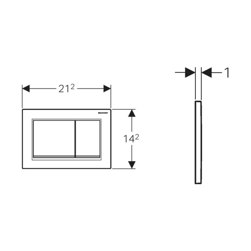 Geberit OMEGA20 SQUARE змивна клавішадля подвійного змиву,білий /позолота, (115.080.KK.1)