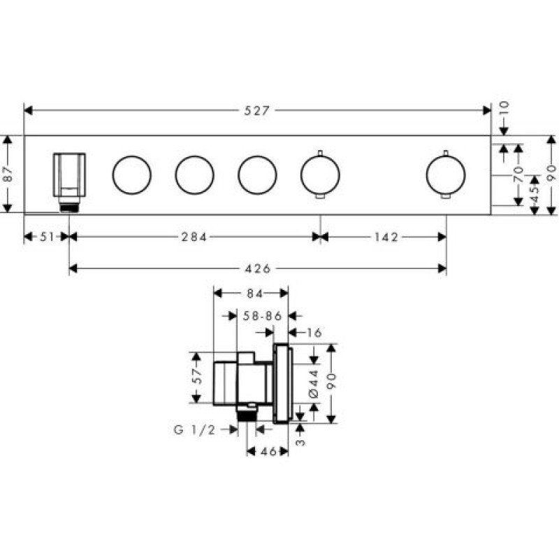 Axor ShowerSelect Термостат 530/90, для 3х споживачiв, хром, (18356000)