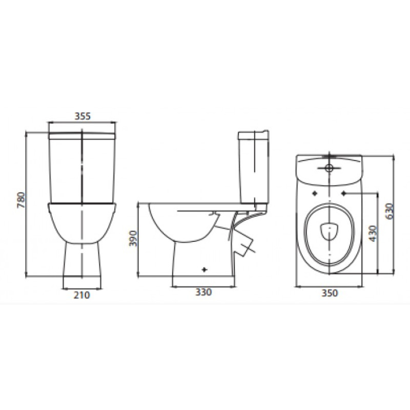 KOLO FREJA Premium чаша унітазу косий випуск з комплектом прихованого кріплення, Украина (L7320100U)