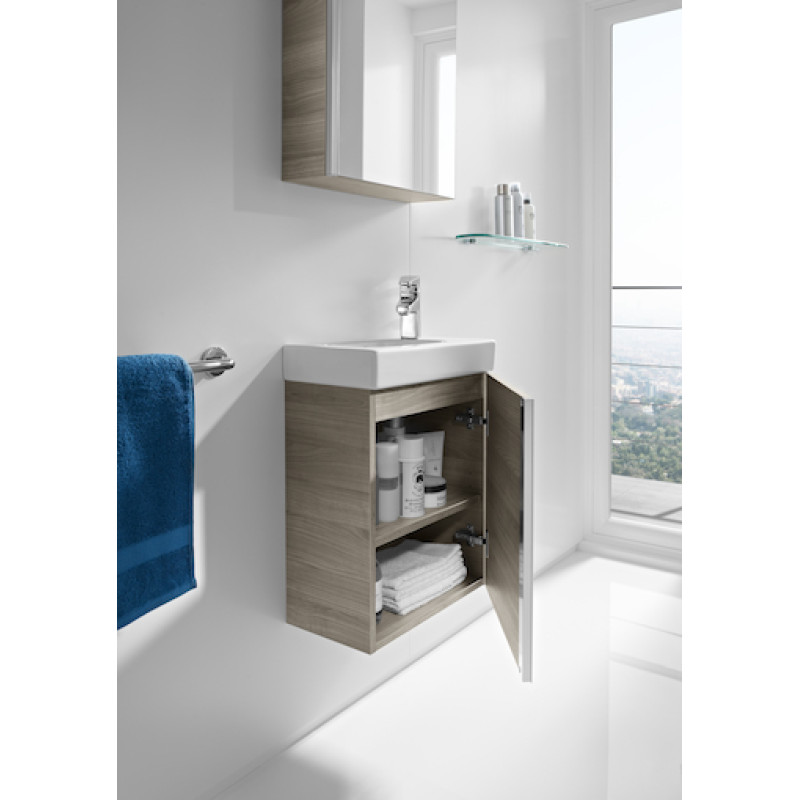 ROCA MINI шафка з дверцятами 45*50*25см) без ніжок, раковина з отвором для змішувача 45*7,5*25см, колір текстурований сiрий, (A855873156)