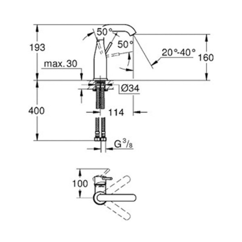 Grohe ESSENCE NEW смеситель для умывальника, (23463001)