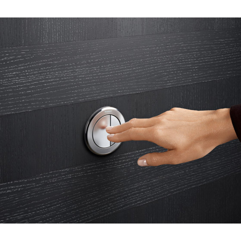 Geberit TYPE10 ROUND механізм дистанційного змиву, пневматичний,для подвійного змиву, клавіша прихованого монтажу, глянцевий хром/матовий хром, (116.055.KH.1)