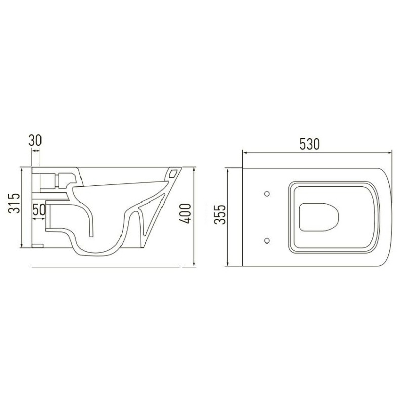 VOLLE TEO black унитаз 53*35,5*40см подвесной в комплекте с сиденьем slow-closing, (13-88-422black)