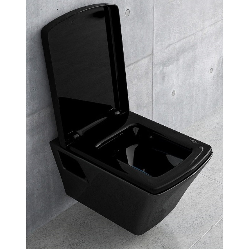 VOLLE TEO black унитаз 53*35,5*40см подвесной в комплекте с сиденьем slow-closing, (13-88-422black)