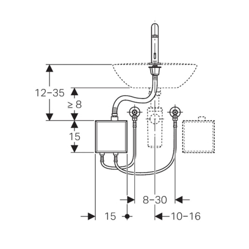 Geberit Piave Безконтактний змішувач, для встановлення на умивальник, від мережі, з відкритим функціональним блоком, з міксером, хром глянцевий, (116.162.21.1)