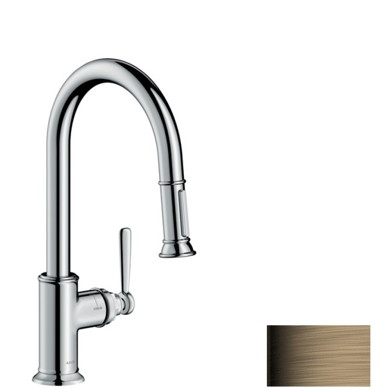 Axor Montreux Смеситель для кухни с выдвижным изливом, цвет покрытия шлифованная бронза, (16581140)